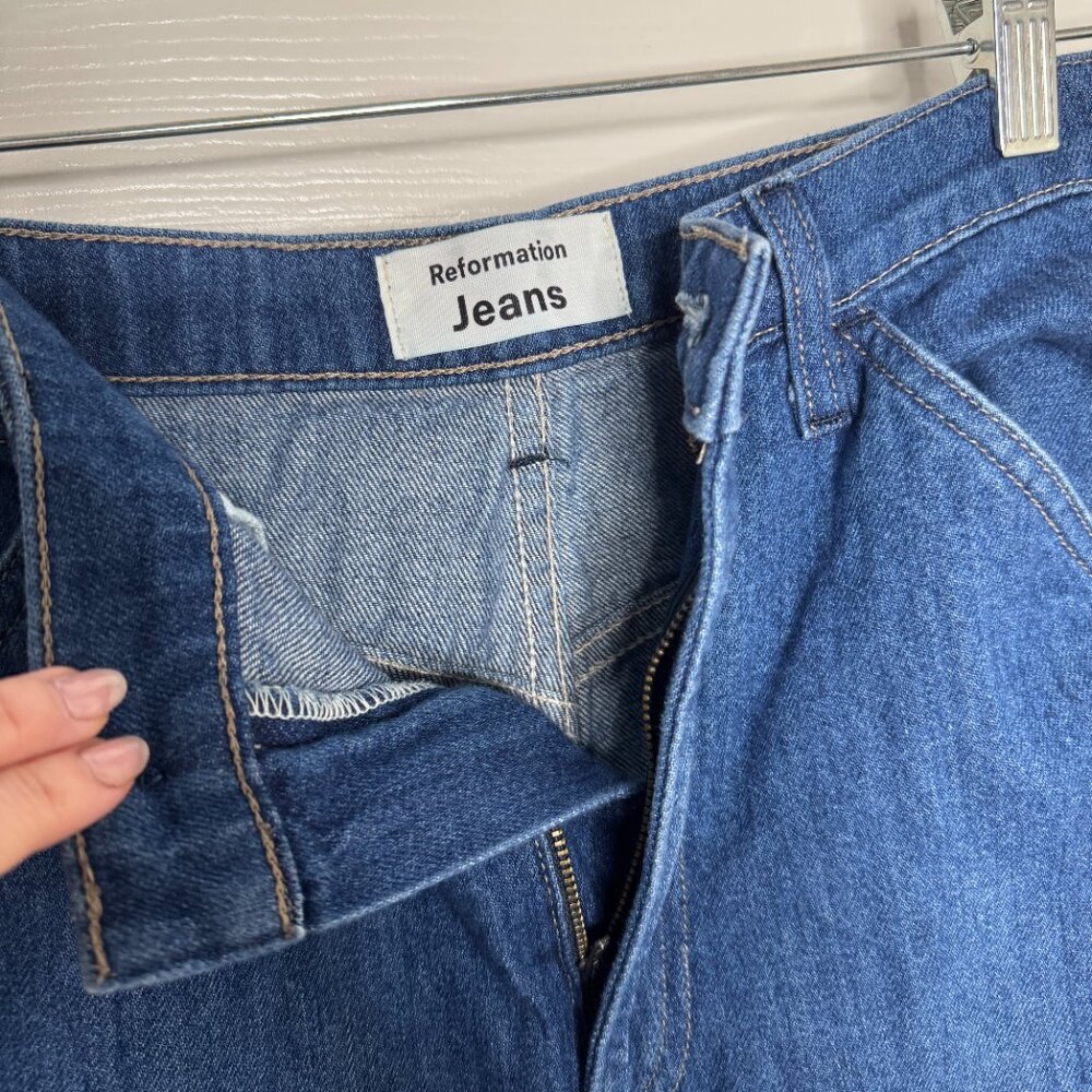 Reformation Dark Wash High Waisted Wide Leg Jeans - Picture 4 of 7